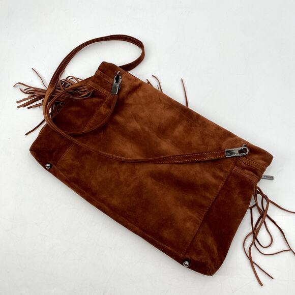 Le Silla Brown Suede Fringe Convertible Bag - Picture 3 of 6